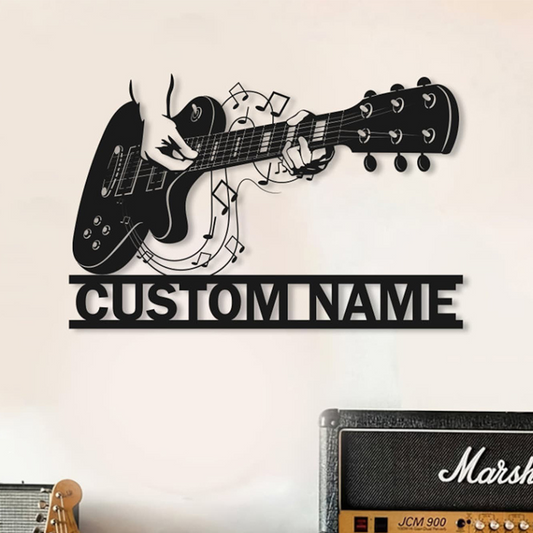 Custom Guitarist Metal Sign With Lights