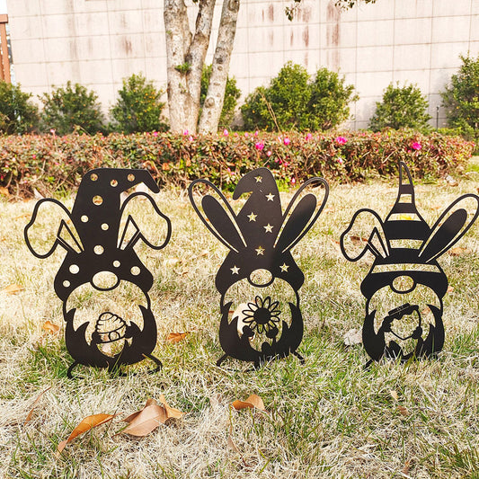 Garden Art-Metal Rabbit Elf 3-pack