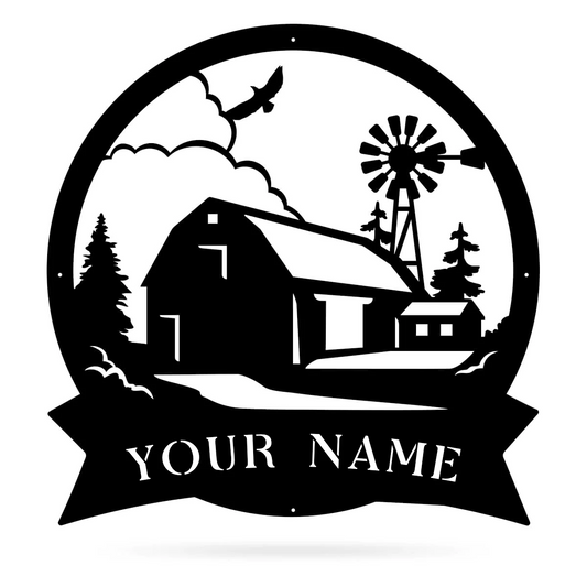Custom Farmhouse Monogram Metal Sign