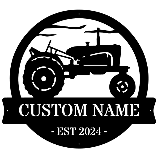 Custom Tractor Monogram Metal Sign
