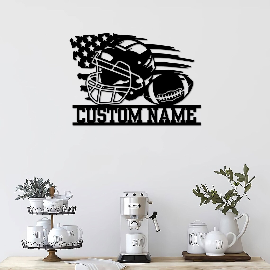 Custom American Football Metal Wall Art With Led Lights