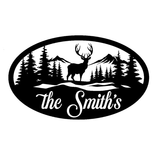 Custom Cabin Deer Metal Sign