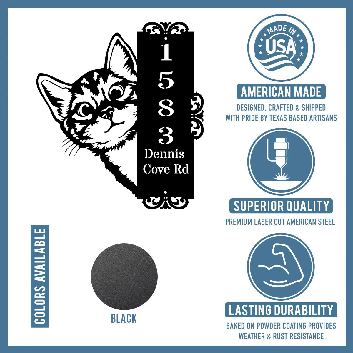 Custom Peeping Cat Door Address Metal Sign