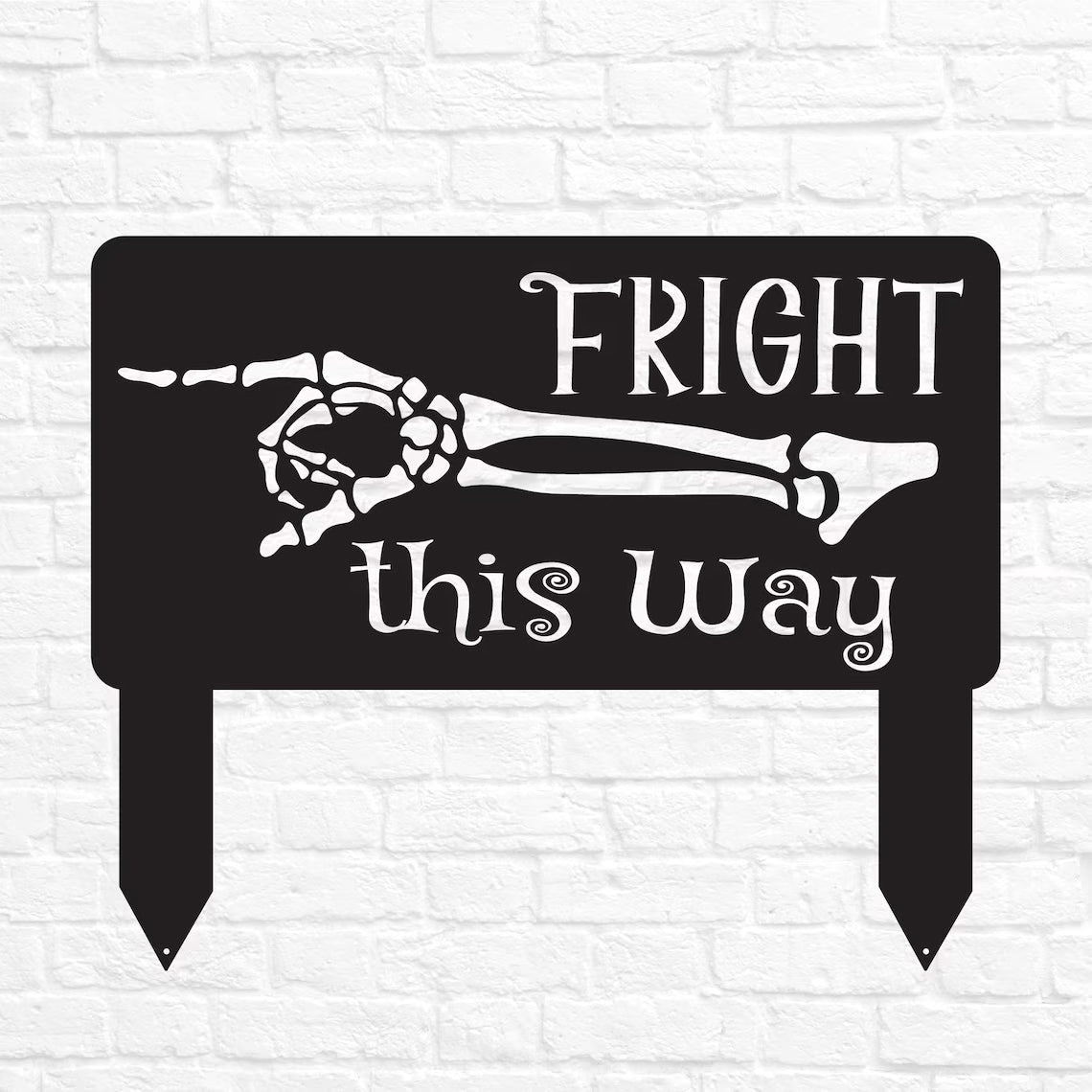 Halloween Fright this Way Metal Yard Sign