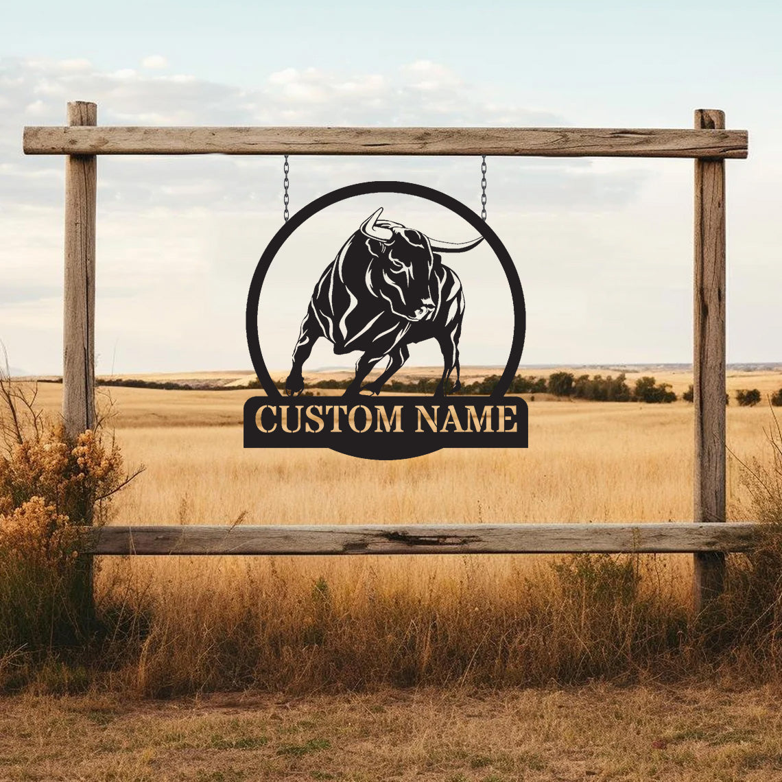 Custom Bull Monogram Metal Sign