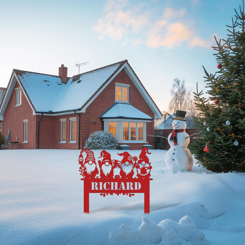 Personalized Christmas Garden Metal Sign