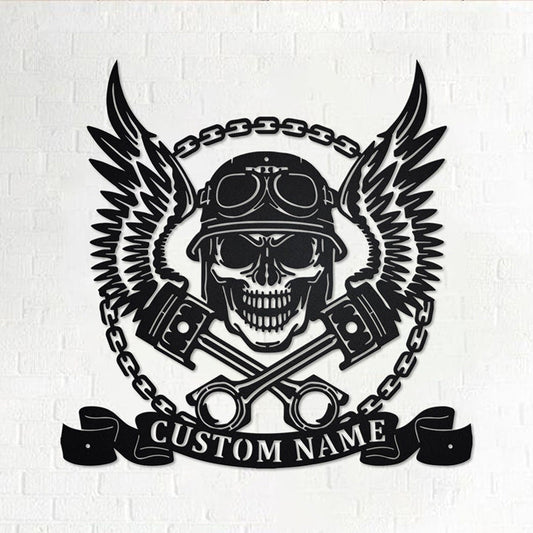 Custom Biker Skull Metal Wall Art
