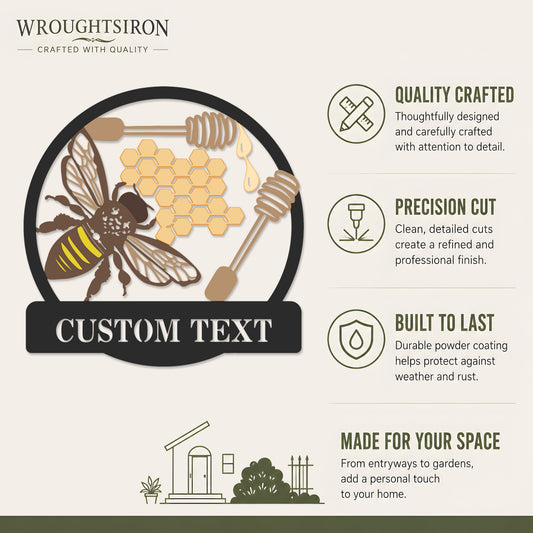 Personalized Painted Metal Bee Art