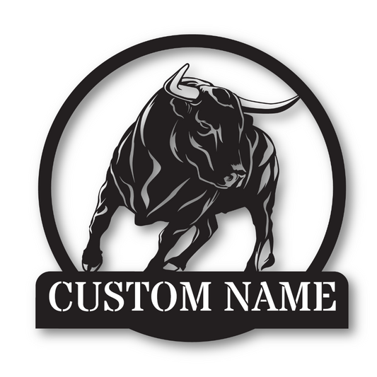 Custom Bull Monogram Metal Sign