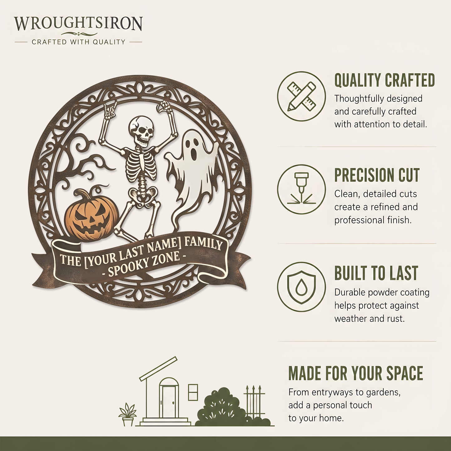 Personalized Spooky Zone Family Halloween Sign product details