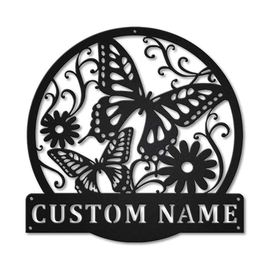 Personalized Butterfly Garden Metal Sign