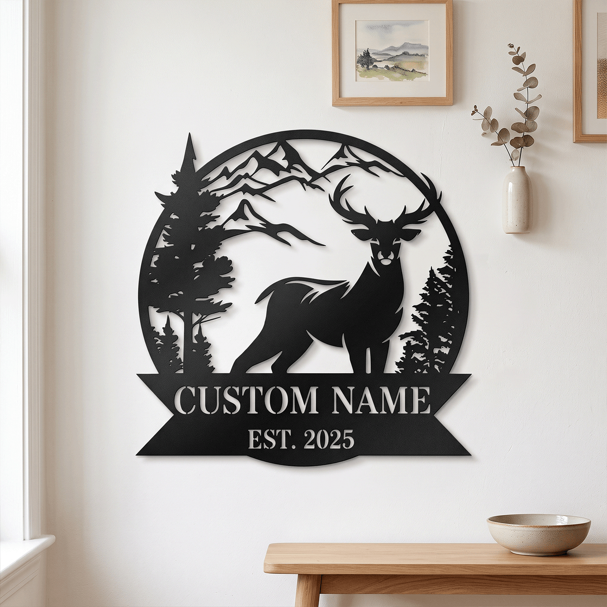 Custom Deer Cabin Metal Sign