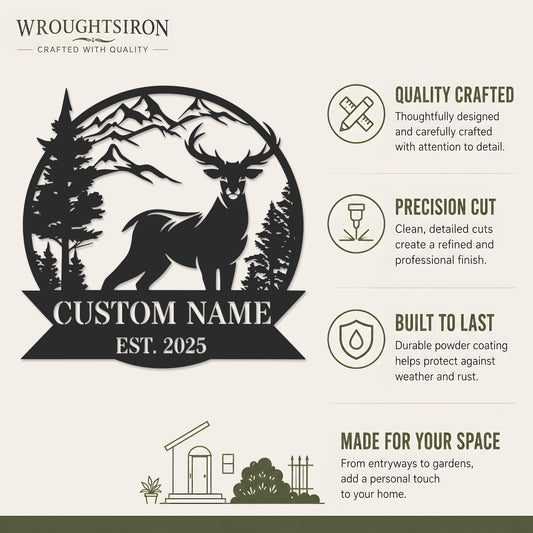 Custom Deer Cabin Metal Sign