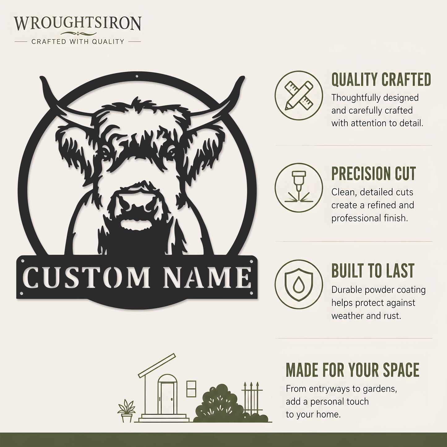 Custom Highland Cow Metal Wall Art