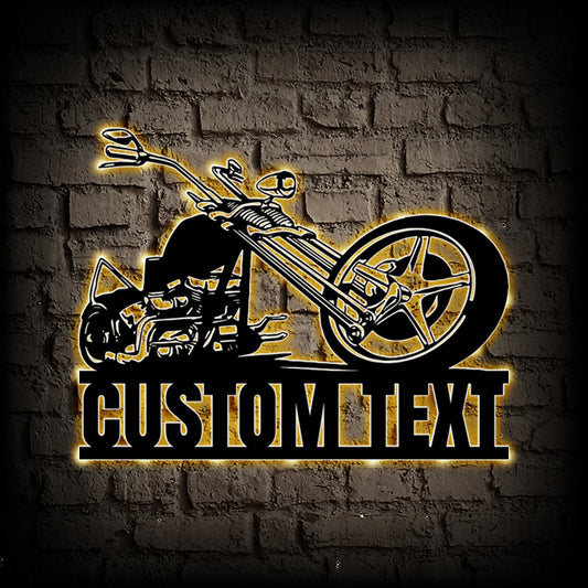 Custom Motorcycle Metal Wall Art With LED Lights
