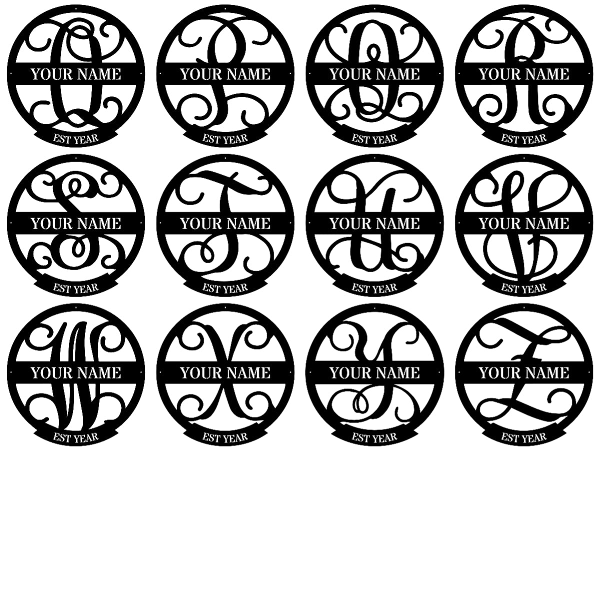 Personalized Family Name Metal Monogram