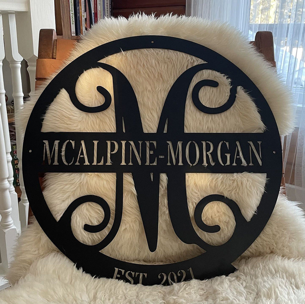 Personalized Family Name Metal Monogram