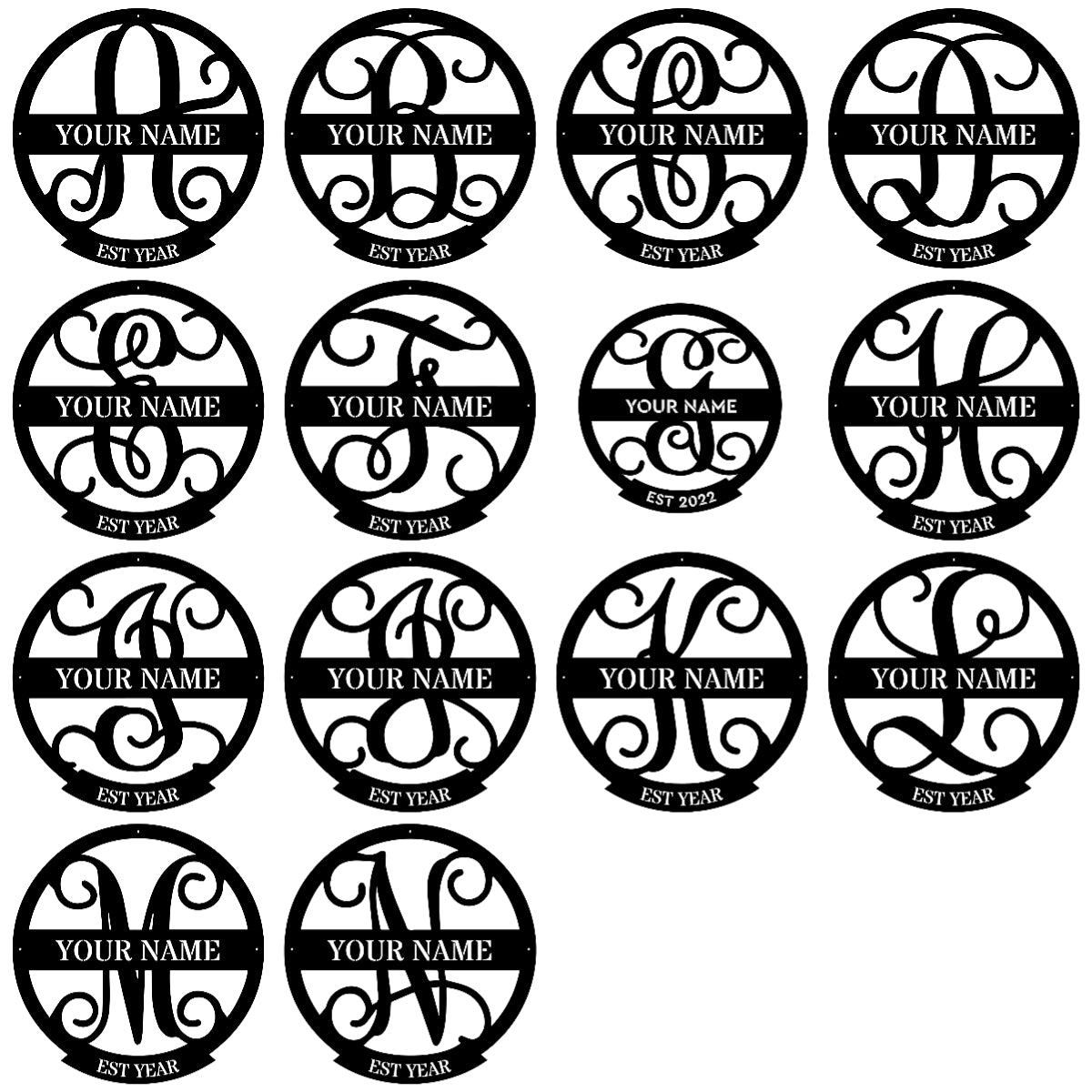 Personalized Family Name Metal Monogram