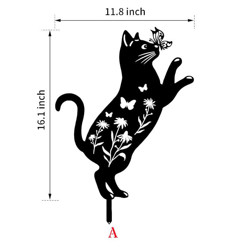 Cat Garden Decor Metal Stake