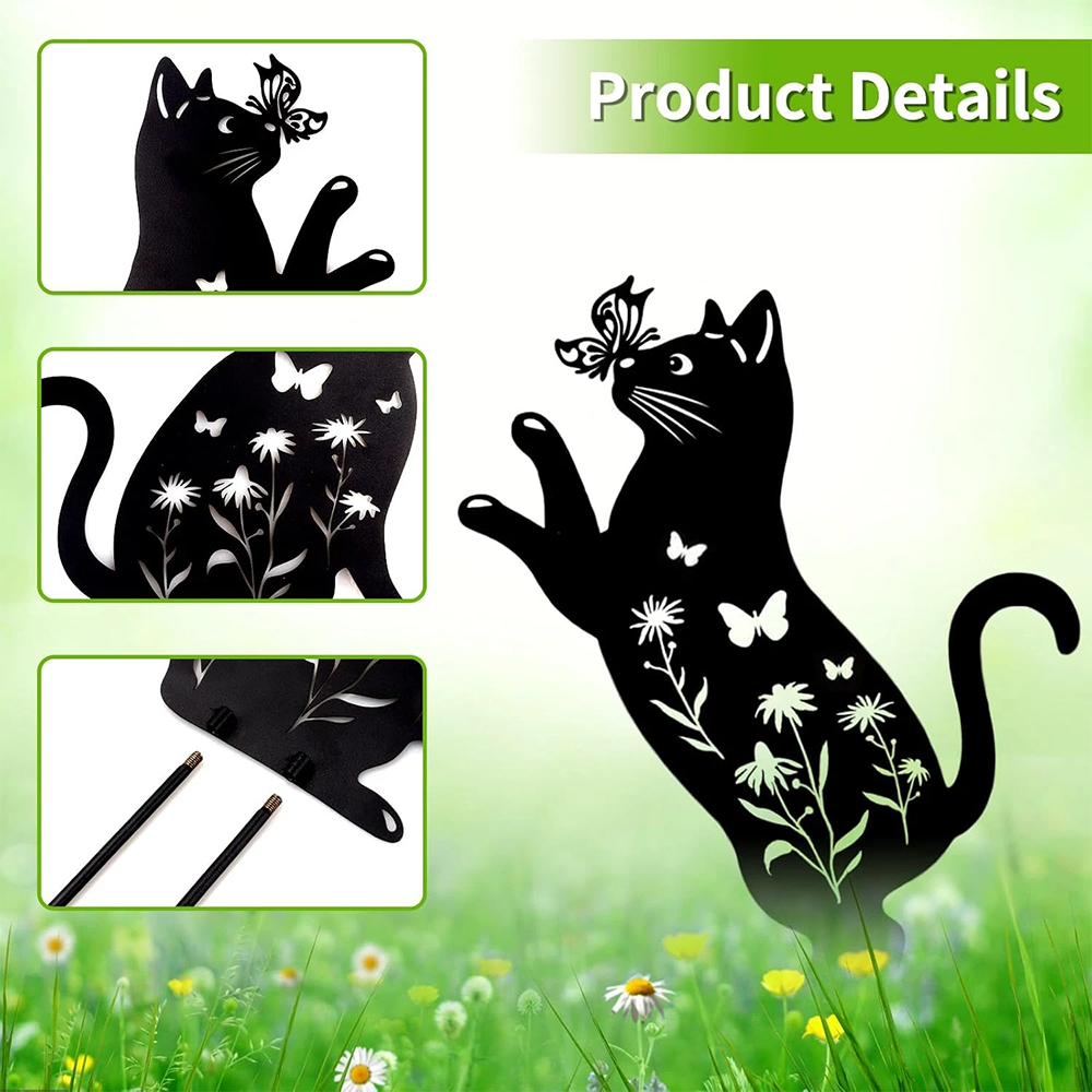 Cat Garden Decor Metal Stake