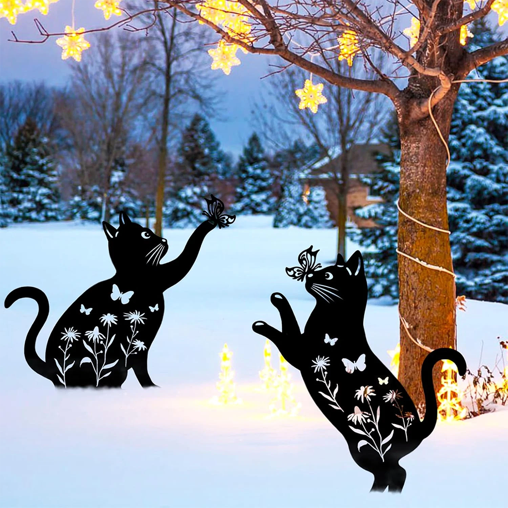 Cat Garden Decor Metal Stake