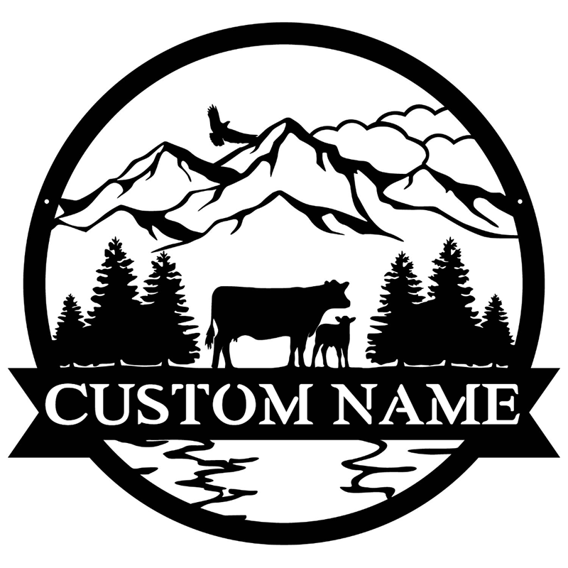 Great Outdoors Monogram Metal Sign cow