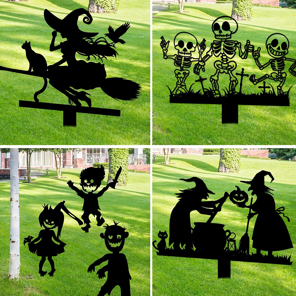 Witch Skeleton Zombie Kids Halloween Metal Decor