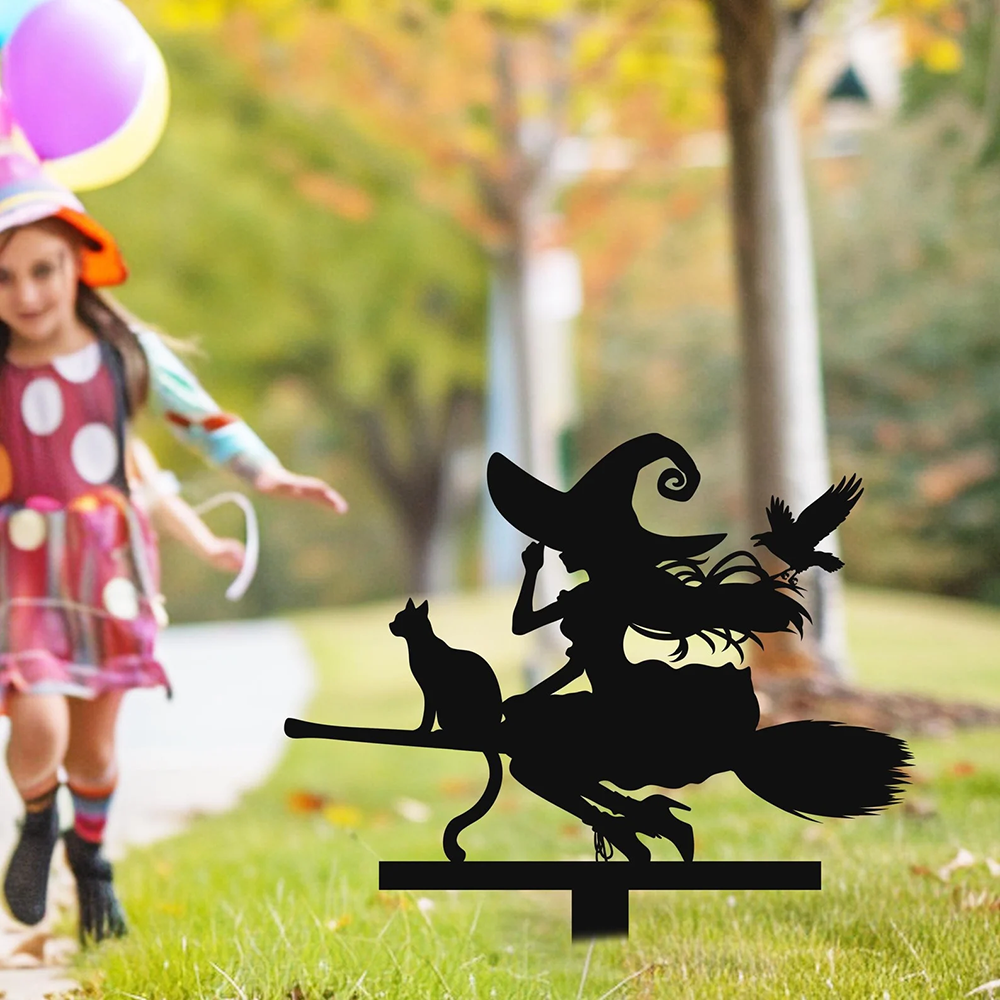 Witch Skeleton Zombie Kids Halloween Metal Decor