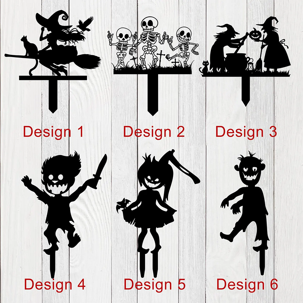 Witch Skeleton Zombie Kids Halloween Metal Decor