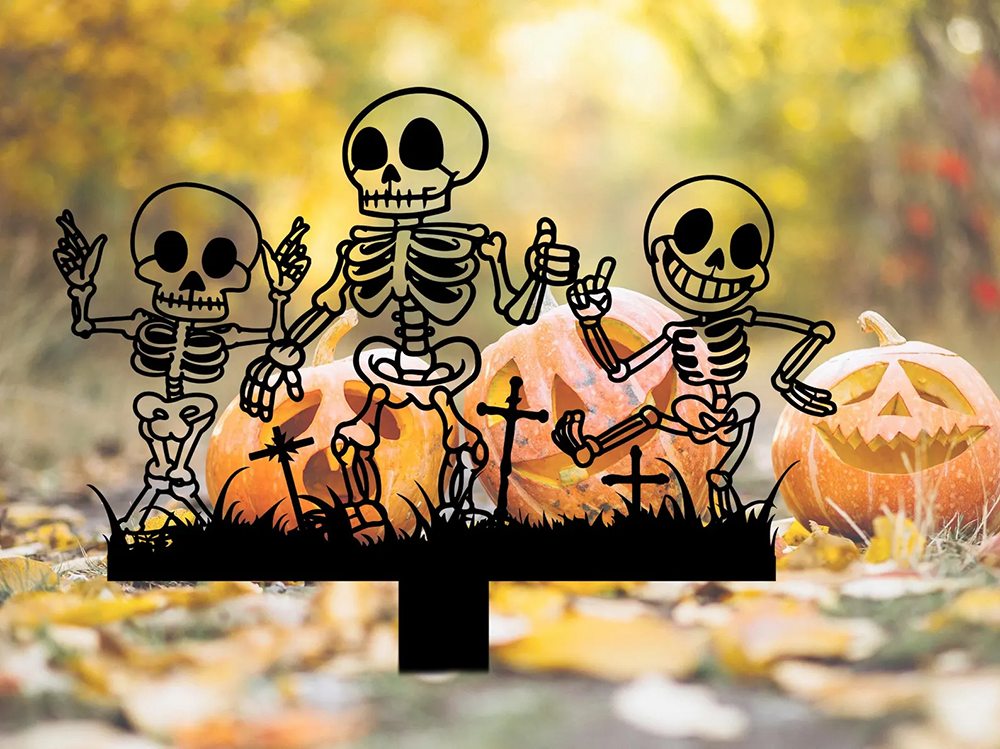 Witch Skeleton Zombie Kids Halloween Metal Decor