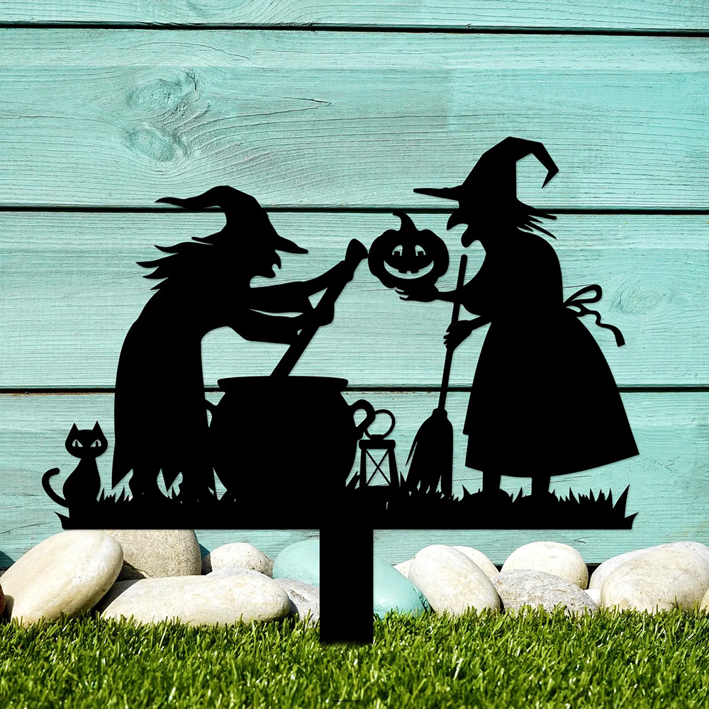Witch Skeleton Zombie Kids Halloween Metal Decor