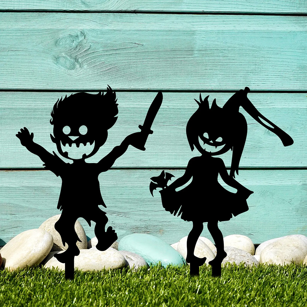 Witch Skeleton Zombie Kids Halloween Metal Decor