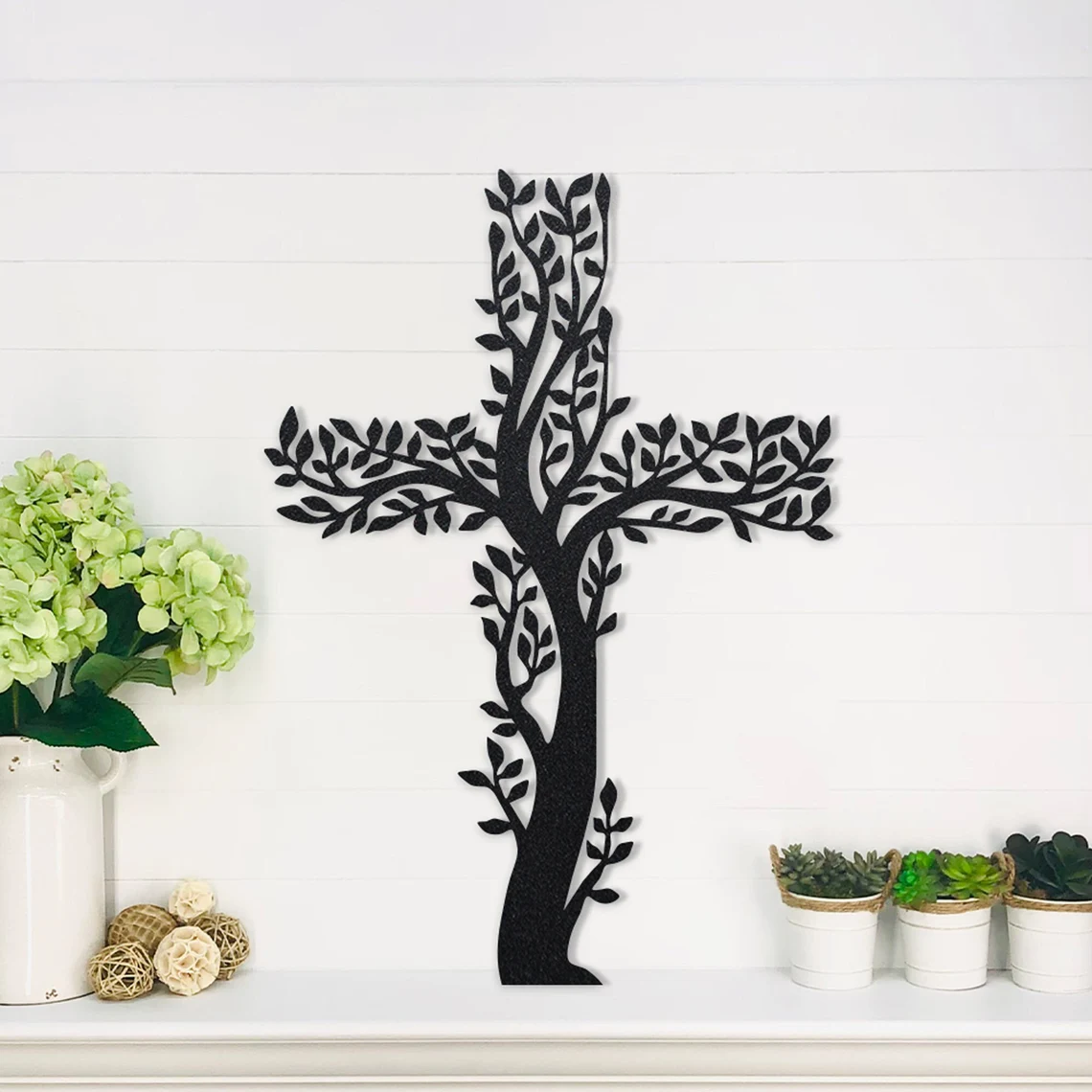 LIVING CROSS Metal Wall Hanging