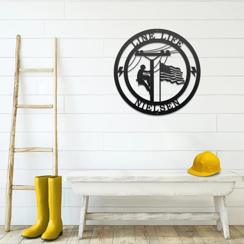 Lineman Line Life Custom Metal Sign