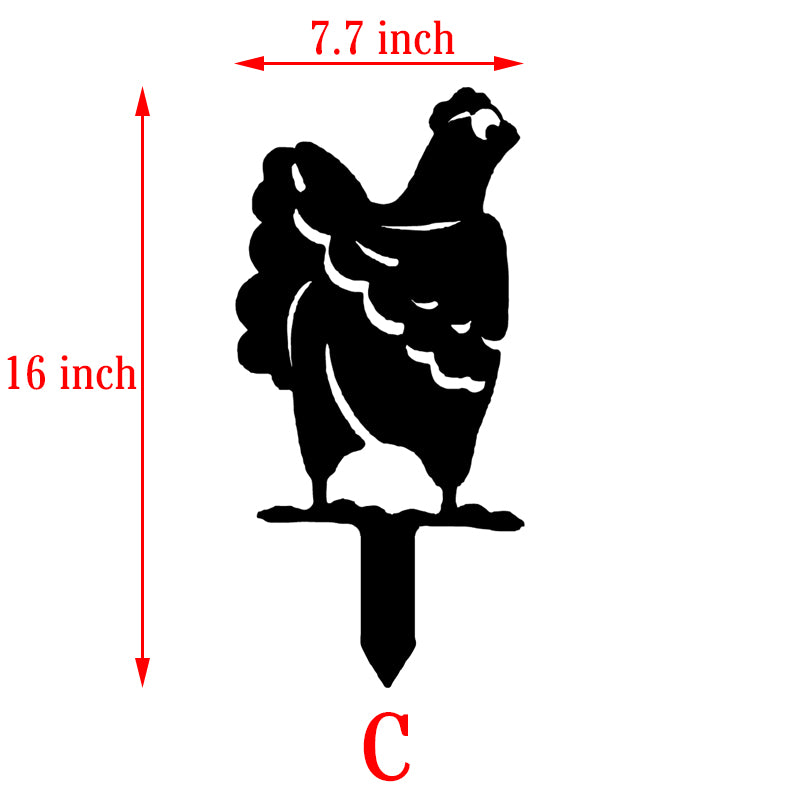Metal Chicken Yard Stake C