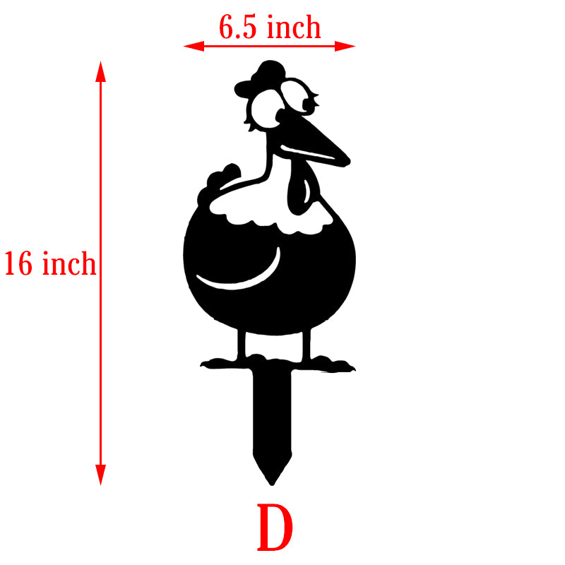 Metal Chicken Yard Stake D