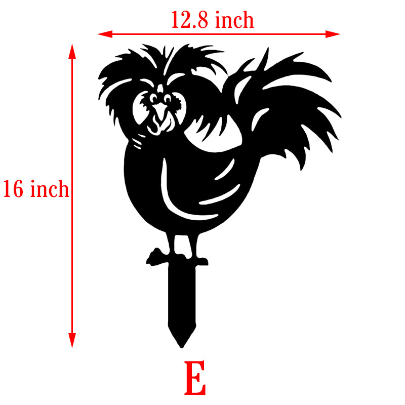 Metal Chicken Yard Stake E