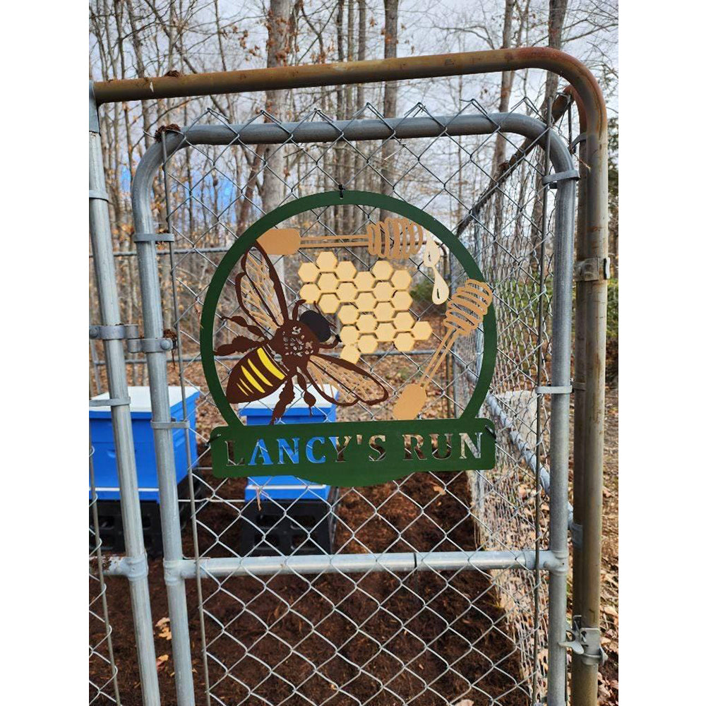 Outdoor Painted Metal Bee Art