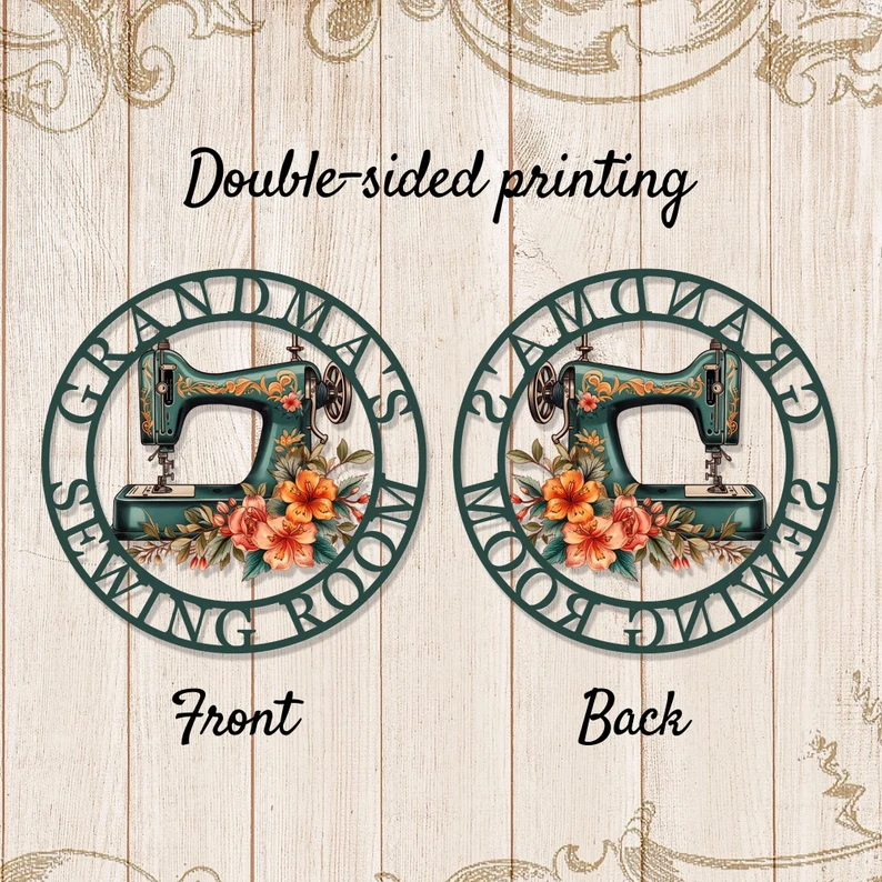 Custom Name Painted Metal Sewing Room Sign