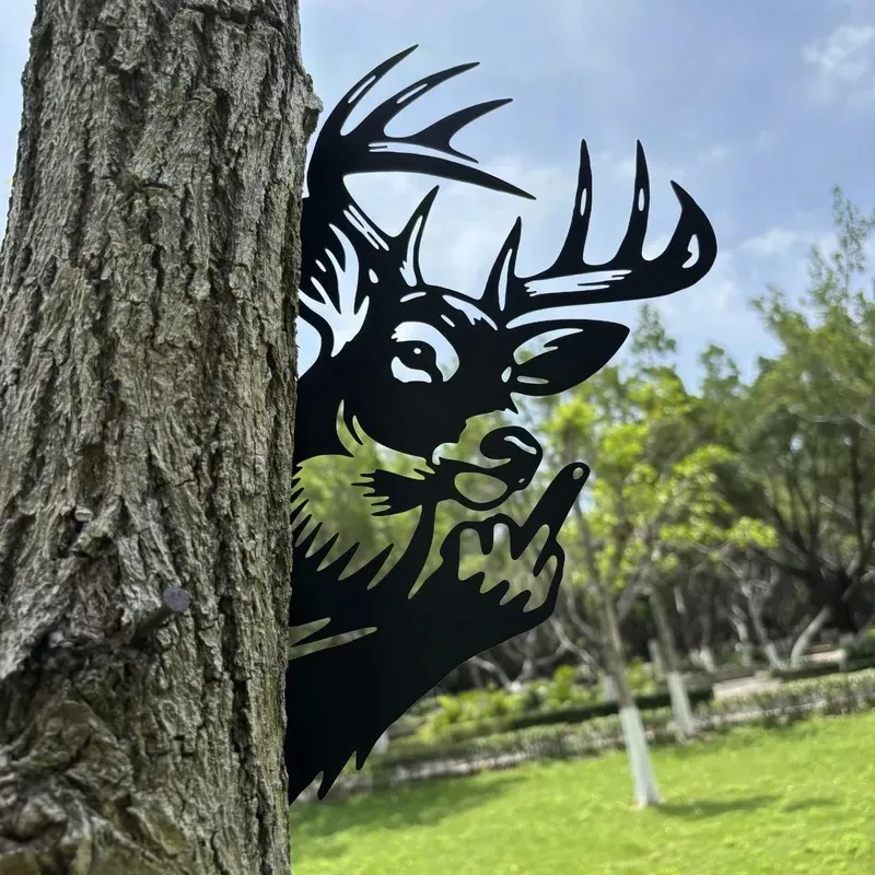 Peeping Middle Finger Animal Metal Sign Yard Art Decor