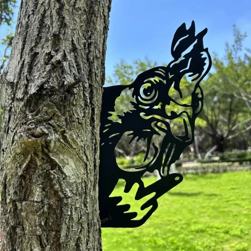 Peeping Middle Finger Animal Metal Sign Yard Art Decor