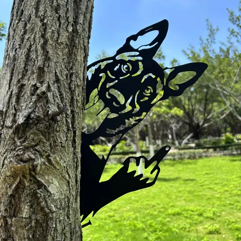 Peeping Middle Finger Animal Metal Sign Yard Art Decor