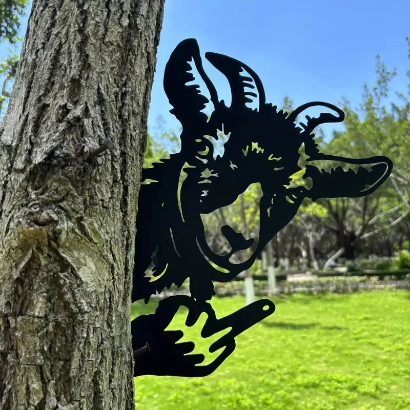 Peeping Middle Finger Animal Metal Sign Yard Art Decor