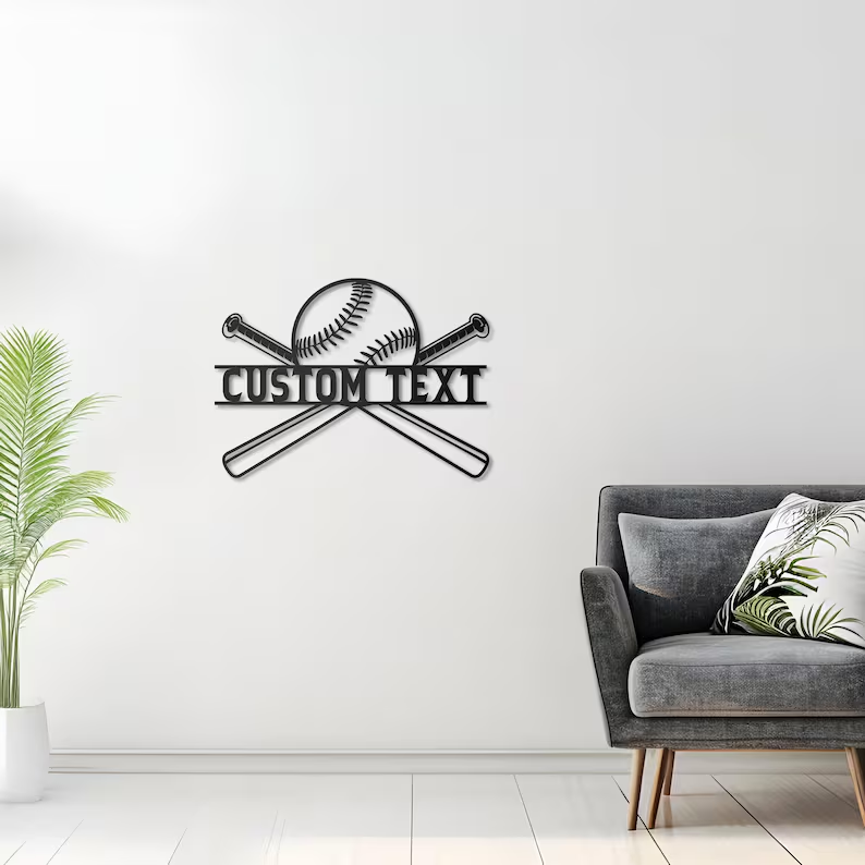 Personalized Baseball Metal Monogram