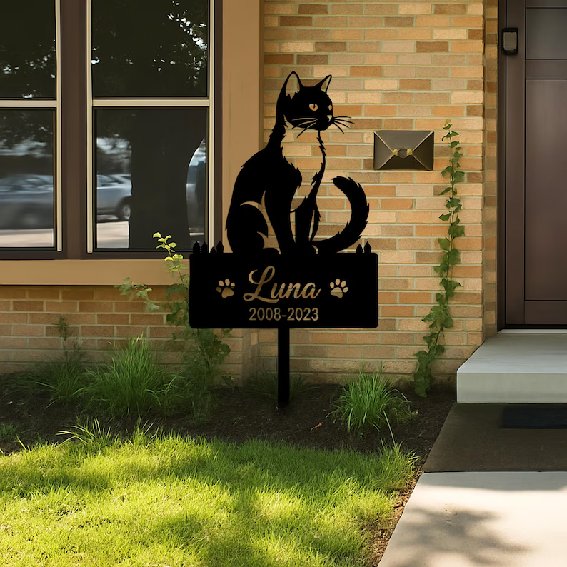 Custom Cat Grave Marker-Outdoor Metal Pet Sign