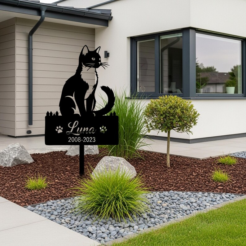 Custom Cat Grave Marker-Outdoor Metal Pet Sign