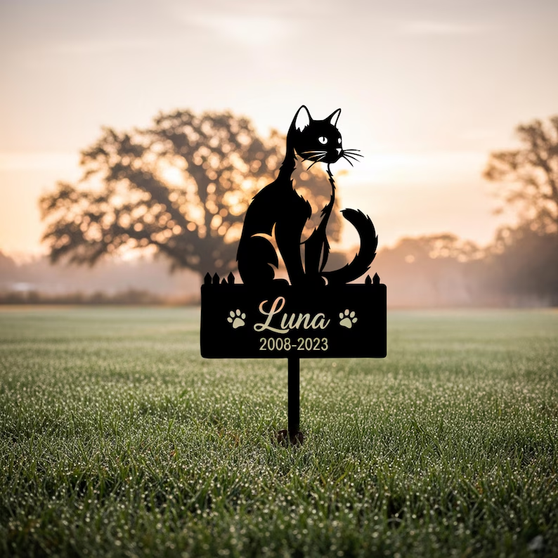 Custom Cat Grave Marker-Outdoor Metal Pet Sign