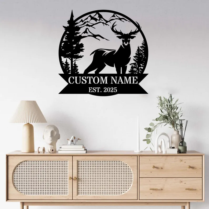 Custom Deer Cabin Metal Sign