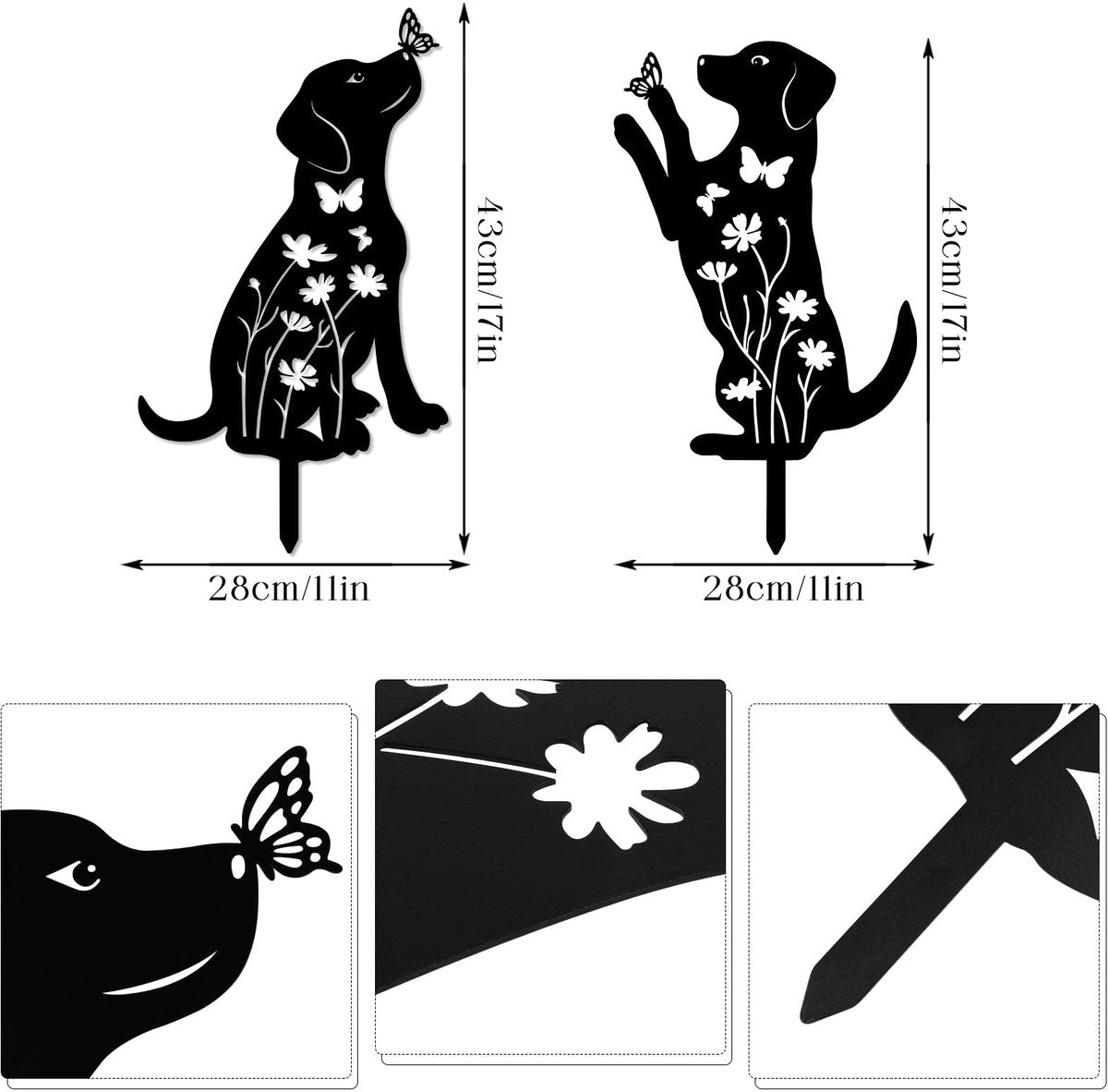 Metal Dog Garden Decor Stakes