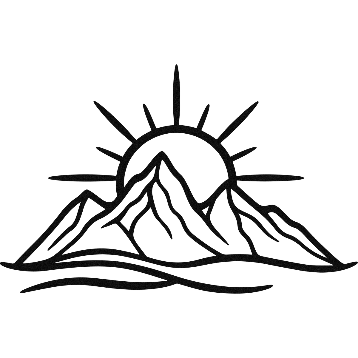 Line Art Mountain Sunrise Metal Wall Art — design